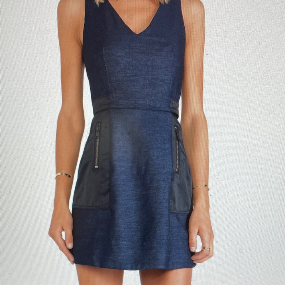 G-Star Dark danbur Blue Mini Dress with Black Accents- new